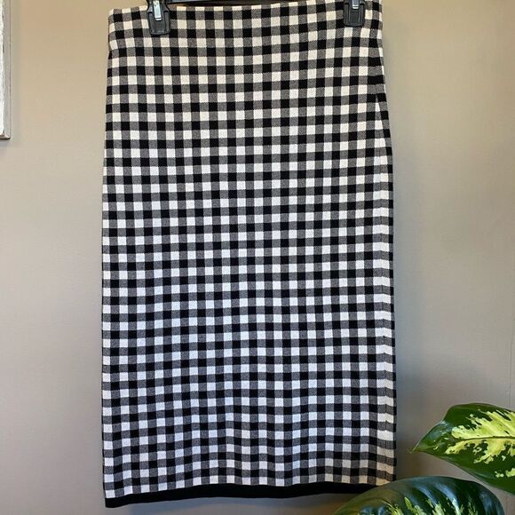 Ralph Lauren Black & White Plaid Small Sweater Pencil Skirt - Picture 1 of 3